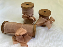 Load image into Gallery viewer, Botanical Dyed Silk Ribbon-  Madder and Iron water