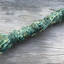 Load image into Gallery viewer, Botanical Dyed Raffia- Indigo 50grams (green ting)